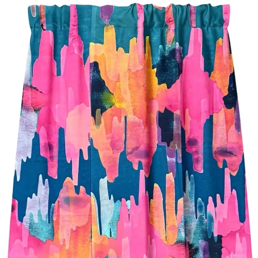 Bungalow Rose Sunset Watercolor Curtain Pair Pink Blue Southwestern Print Aztec